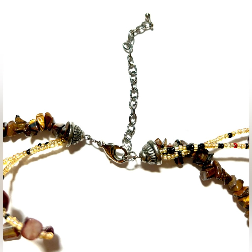 3- Strand Beaded Necklace with beautiful brown tones! - Picture 4 of 4